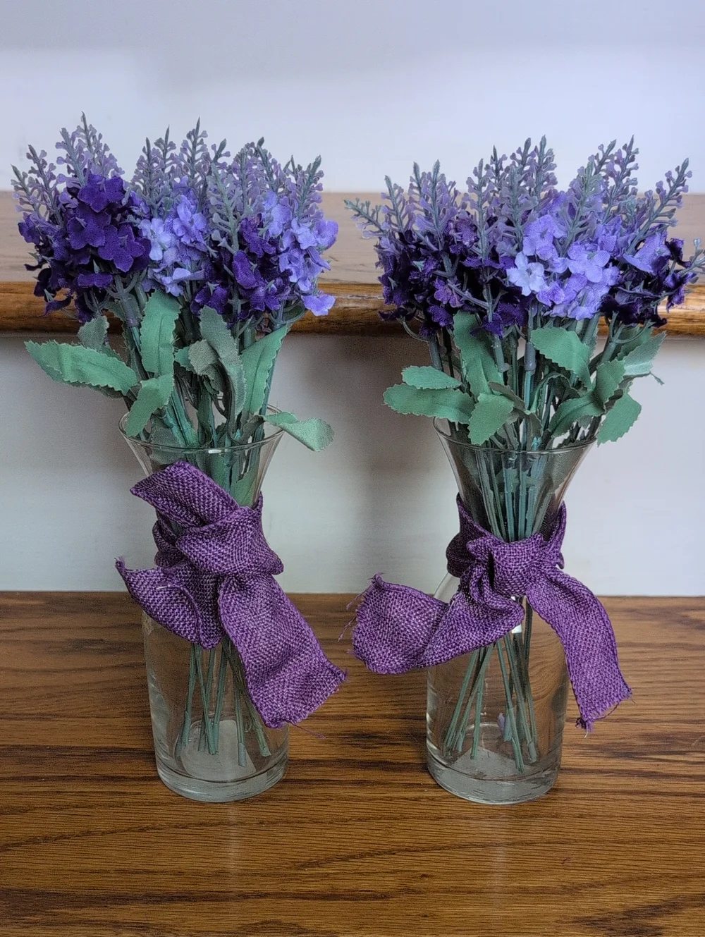 Lavender Bouquet Pair with Purple Ribbon